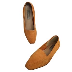 Vintage Square Toe Calico Orange Leather Flats